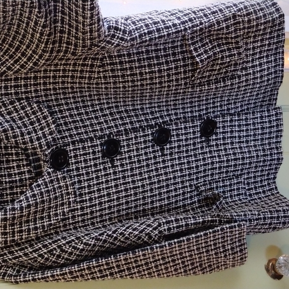 Women's Avenue 22/24 blouse jacket classic blk wht texture tweed - Picture 4 of 7
